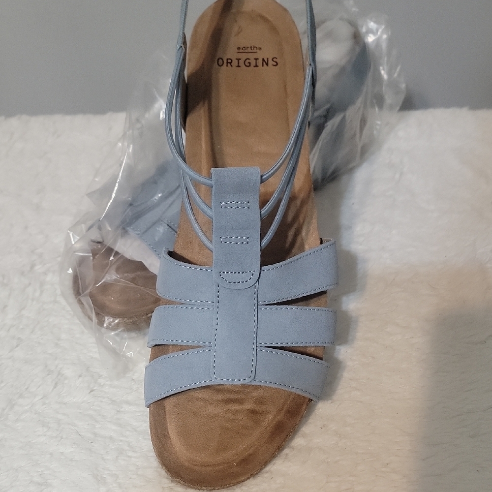 Earth Origins Powder Blue Strappy Slingback Sandals